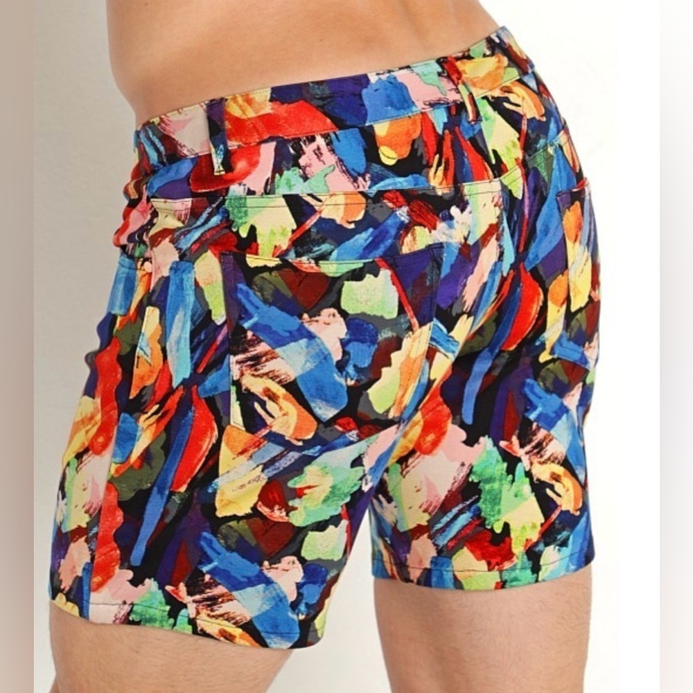 St33le Stretch Knit Jeans Rainbow Shorts Limited Edition 6” Inseam Sz. 34​​​​​​ - Picture 8 of 14